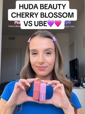 @Huda Beauty Ube collection is out now & I’m def team purple! Cherry Blossom Cake or Ube Birthday Cake?💜🩷 #hudabeauty #ubecollection #ubebirthdaycake #ube #cherryblossompowder #pinksettingpowder #purplesettingpowder 