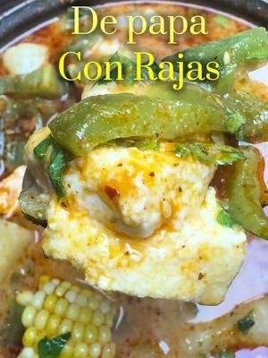 Caldo de Queso papa y rajas ! Super Rico #caldodequeso #caldodepapa #recetasmexicanas #recetascaseras #superrico #caldoweather #viral #fyp 