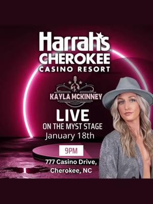 🎶 LIVE FULL BAND PERFORMANCE! 🎤 Get ready for an unforgettable night with Kayla McKinney, Nashville's rising star, LIVE at Harrah's Cherokee Casino on January 19th at 9 PM! 🌟 Join us for an electric night of music as Kayla takes the stage with her full band, delivering powerful vocals and country hits you won't want to miss! 🎸 ✨ Show starts at 9 PM 📍 Harrah's Cherokee Casino 🔗 RSVP/Tickets: [Link] Come enjoy the energy, the talent, and the excitement of this incredible performance. You’ll want to be there! #KaylaMcKinney #RisingStar #FullBandPerformance #LiveMusic #HarrahsCherokeeCasino #NashvilleMusic #CountryMusic #LiveInConcert #MusicLovers #January19 #CherokeeCasino #LivePerformance #FridayNightVibes #SupportLiveMusic #CountryHits