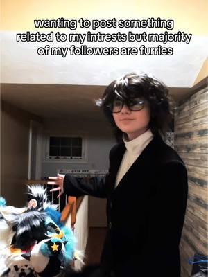 why buy a wig when you can use your hair.. and prescription glasses  || #furbfrenzy #makopup #persona5 #renamiyama #akirakusuru #akeshu #shuake #persona !!! who wants to see the joker popup parade figure bff got me