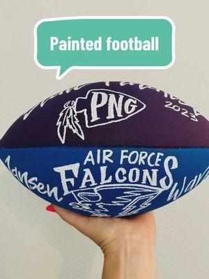 Highschool team meets airforce team!  💜follow for more sports stuff! Also scalp em Indians!!! My hometown has the BEST school spirit involving the entire town.  #customfootball #footballmom #handpaintedfootball #footballgift #gradgift #coachgift #airforcefalcons #pngfootball #png #portneches