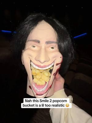 Especially in a dark movie theater 😨 @Paramount Pictures #smile2 #smilemovie #popcornbucket 