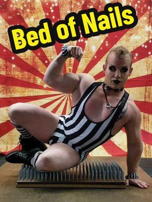 Bed of Nails #oldetimestrongman  #oldetimefeatsofstrength  #oldetimestrongwoman  #oldetimestrongthem  #gendernonconforming  #genderstrong  #freakshow  #sideshowexhibit  #queerartist  #queerappalachia  #bedofnails 