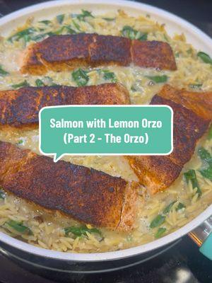 Salmon with Lemon Orzo- Part 2: The Orzo!  #dinner #homecooking #cookathomechallenge #cookathome #recipes #easymeals #dinnerinspo #DinnerIdeas #whatsfordinner #cookwithme #salmon #orzo 