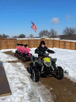 Snow day #2! ❄️ #snow #snowday #viral #tripletsplusone #corememories #family #familyof6 #fyp #kidsoftiktok #atv #kidsatv #Outdoors #kidsactivities #oklahoma #triplets #identicaltriplets 