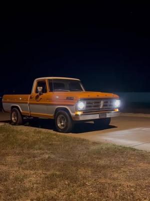 Good ol 71 f100🙂‍↕️🍊 • • • • • • • • • • • • • • • • • • • • • • • • • • • • • • • • • • • • • • • #CapCut #ford #fordforthebuilders #fordperformance #f100 #classic #classictruck #clasictrucks #pelavacas #chihuahua #mexico #orange #custom #customtrucks #showtruck #carshow #fyp #foryou #foryoupage  The 1971 Ford F-100 is a part of Ford's F-Series truck lineup, which has been one of the best-selling vehicle series in the United States for many decades. The F-100 model specifically was a half-ton pickup truck that was produced during a time when Ford was transitioning its design and engineering to meet new safety and performance standards. In 1971, the F-100 featured a more squared-off design compared to earlier models, with a larger grille and more angular body lines. This year was part of the sixth generation of the F-Series trucks, which ran from 1966 to 1972.  Key features of the 1971 Ford F-100 include: 1. Engine Options: The F-100 offered a range of engine choices, including inline-six and V8 options. Common engines included a 240 cubic inch (4.0 L) inline-six and various V8 engines including the 302 (5.0 L), 351 (5.8 L), and 390 (6.4 L) cubic inch options. 2. Transmission Options: It came with several transmission choices, including a three-speed manual or an automatic transmission. 3. Design: The truck had a more modern look for its time, with a wider stance and a more spacious cab. It was available in various trim levels and configurations, including different bed lengths and cab styles (including Styleside and Flareside).