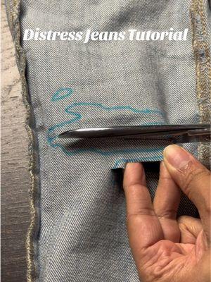 How I like to distress jeans, it’s pretty easy. #creatorsearchinsights #distressedjeans #diyclothingdesign #rippedjeans #DIY #howtoripjeans #oldclothesrecycle #fyp #denimdiy #easytutorial 