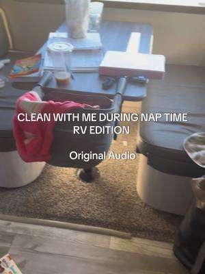 Clean up the rv with me while 3/4 of my kids are having nap/quiet time... I either obsess over everything being clean or don't care at all there is no in between 🫠 If you stay until the end you'll see it's progress over perfection because this place is still in shambles  #rvliving #rvfamily #rvlifestyle #rvtiktok #rving #rvfamilylife 