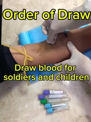 Order of Draw.Draw blood for soldiers and children #phlebotomist #phlebotomy#butterflyneedle #採血 #血液検査 #看護師#hospital #blooddraw #healthcare #nurse #needle #amsr #satisfyingvideo#flyingneedle#creatorsearchinsights #fyp 