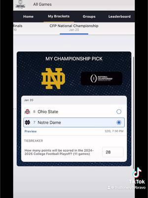 Locked it! ☘️ #notredamefootball #cfp #nationalchampionship #ohiostatefootball #99percent #herecometheirish #espn #bracketschallenge #fypシ 