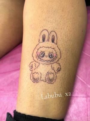 Two lil guys #labubu #labubutattoo #blindboxes #sonnyangeles #tattoola #finelinetattoo #tattooartist #losangeles #la #tattooer 