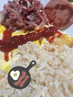 Let’s eat #breakfast for #dinner #pisupo #spam #eggs and #brownrice