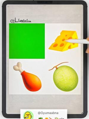 🫑+🧀+🍗+🍈 Mixing emoji colors #colormixing #satisfying 