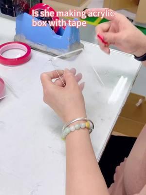 Is she making acrylic box with tape#tape #acrylicbox #acrylicproduct #acrylic #custom #mjacrylicsheetfactory 