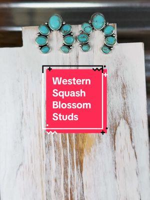 Add a touch of turquoise to your look with the Arabella Stud Earrings! 💎✨ Simple, stunning, and perfect for every cowgirl’s jewelry collection. These beauties are giving major western vibes while keeping it classy. 🤠💖  #westernfashion #westernaccessories #squashblossom #westernvibes 