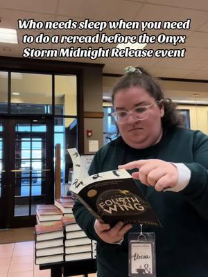 A dragon without its rider is a tragedy. A rider without their dragon is dead.  This is it! We are a week and a half away from Onyx Storm’s release! Have you started your reread of Fourth Wing and Iron Flame? We certainly have! Things to know before our Midnight Release event! We are no longer taking preorders for it, but you are welcome to still come and enjoy the event. We can NOT guarantee there will be copies if you have not preordered. It will be first come first serve for those who did not preorder. The giveaways are also spoken for at this time. The event will start at 9pm. We will have games, activities, photo ops, and more! We can’t wait to celebrate with you all! #fourthwing #onyxstorm #midnightreleaseparty #seeyouthere #rereading 