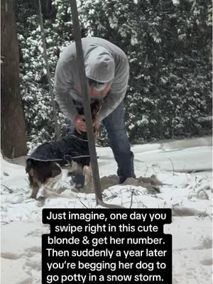 He loves being a dog dad #boyfriend #dogdad #dogs #spaniels #relatable #snowday #relationshipgoals #doghandler #dogtrainer #gopee 