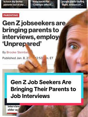 ⬇️Would you go to a job interview with your parent? Would you go to a job interview with your child? 📌20% of Gen Z job seekers are bringing their parents to their Job Interview.  I blame the parents!  ❌There is no reason you should ever bring your parent to a job interview.  ❌There is no reason you should go to a job interview with your adult child.  #howtointerviewforajob #interviewpreparation #genz #hiring #corporatejobs #howtointerview #greenscreen  #parents #onthisday 