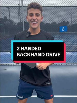 How To Hit a 2 Handed Backhand Drive In Pickleball! 👋 1️⃣ Hold the paddle with your finger on the back. 2️⃣ Step INTO the shot on contact. 3️⃣ Extend non-dominant arm on swing. #pickleball #pickleballtips #pickleballtiktok #pickleballislife #pickleballrocks #pickleballaddict #pickleballtournament #pickleballhighlights 