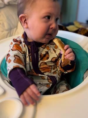 When you’re just trying to let your baby try toast but your husband is watching @PowerfulJRE 🤦🏻‍♀️ #fbomb 