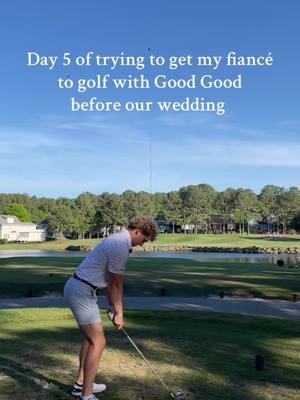 Reason 5 look at that swing the ball went right over the o in to #goodgood #goodgoodgolf #golf #fiancé #golfing #wedding @goodgood @Garrett Clark 