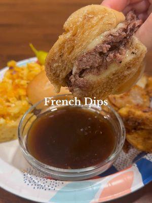 EASY CROCKPOT FRENCH DIPS🤤first time making these, they were seriously soo good! #crockpotdinner #crockpotrecipe #frenchdipsandwich #easydinner #Recipe #familymeal #DinnerIdeas #sandwhich #asmr #cooking #cookingasmr #fyp #foryoupage 