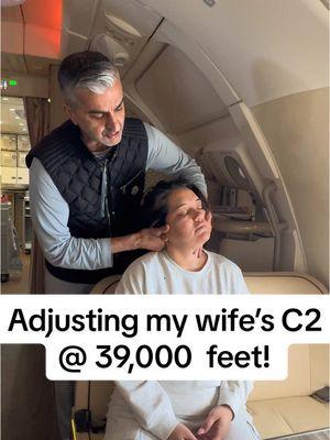 Adjusting my wife at 39,000 feet! #drrahim #gonstead #chiropractor #c2 #chiropractic #adjustment #reels #foryou #fyp #emirates #gonsteadwellness #losangeles #dubai 