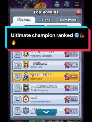 RANKED ULTIMATE CHAMPION 🥶💪🏾🔥 #cr #clashroyale #fyp #clashroyalemoments #pekka #runegiant #djdavid52 #leaderboard 