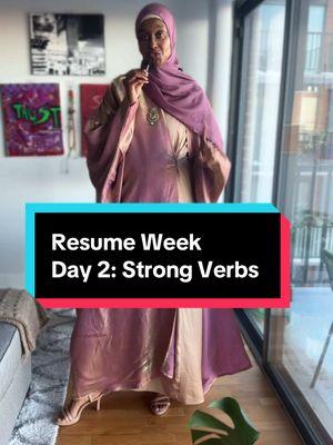 Resume Week, Day 2!  Today’s focus: Strong Verbs. 💪 Strong verbs are key to showcasing your confidence and capabilities on your resume. Take time to choose verbs that pack a punch and highlight your strengths! #ResumeTips #StrongVerbs #ResumeWeek#motivation ##teach #teachersoftiktok #ResumeTips #TeachingAbroad 