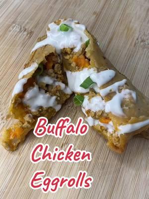 Buffalo Chicken Eggrolls 🍽️ 🌶️ Ingredients: Eggroll Wrappers, 1.5lb. Ground Chicken, 1.5 Cups each Diced onion, celery, and carrots, 1/4 cup chicken broth, 1 tsp each salt, pepper, & onion powder, 1/4 cup cream cheese, 1/3 cup buffalo sauce  Optional: Green onion, ranch dressing, blue cheese dressing  #buffalochickeneggrolls #buffalochicken #eggrolls #eggrollrecipe #appetizer #easyappetizer #appetizerrecipe #apps #easyapps #easyeggrolls #partyrecipes 