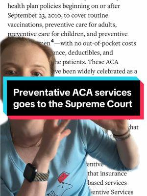 Some preventative services under the ACA are under threat in a new Supreme Court case  Videos about the ACA :  @Econ with Sarah, PhD #obamacare #aca #supremecourt #breakingnews #coloncancer #cancer #healthinsurance 