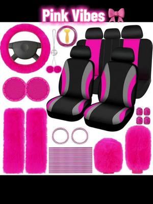 Pink Car decor 🎀 #cardecor #pimpmyride #pinkcar #pink #everythingpink #fyp #foryoupage 