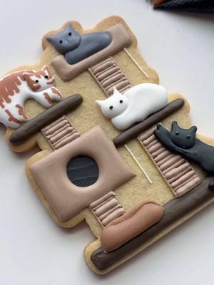 Replying to @lizziecolorsco Where are my cat people at🙋🏼‍♀️ recipes and supplies linked in my bio #catcookie #cattreecookie #cookiedecorating #oddlysatisfying #asmr 