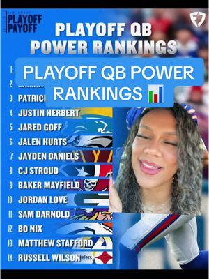 How many playoff QBs did we rank correctly here? 🤔 @Olivia Moody #nflplayoffs2025 #playoffpayoff #nflrankings 