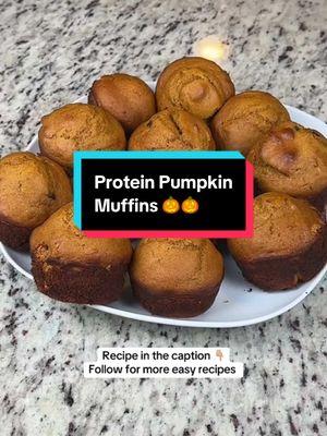 Protein pumpkin muffins 🎃 🎃 1 Box Pumpkin bread or muffin mix ( I used the trader joes one) 🎃 1 Can pumpkin puree 🎃 2 tosp water (if needed for texture) 🎃 ½ cup chocolate chips 🎃 2 scoops vanilla protein powder 1. Preheat oven to 375 2. In a bowl mix together pumpkin bread mix, pumpkin puree, and vanilla protein powder 3. Add in extra water if it is not mixing well 4. Once mixed add in chocolate chips 5. Divide into 12 muffin tins 6. Bake for 18-20 minutes until it passes the toothpick test 7. enjoy! . . . #pumpkin #pumpkinrecipes #proteindessert #pumpkinmuffins #weightlossjouney #Recipe #recipesoftiktok #whatieatforweightloss #desserttiktok  #p#proteinmuffinsf#fallrecipesp#pumpkinseasonh#healthyrecipesh#highproteinb#bakinghacksm#mealprepideash#healthysnacksf#fallvibesf#fitnessrecipesp#proteinpackedp#pumpkinspicetraderjoesfinds