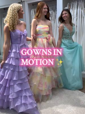 Gowns in motion ✨💖 #promusa #prom2025 #sherrihill #promlook #trendingprom #bluepromdress #pinkpromdress #greenpromdress #irridescentpromdress #ballgownpromdress #sherrihill2025 #prom2025 #trendingprom 