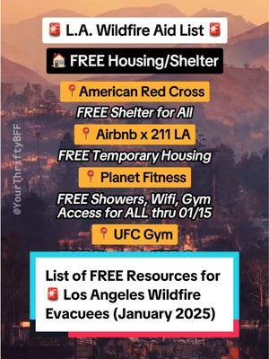 🙏 PLEASE SHARE THIS! 🚨 FREE resource for those affected by the LA wildfires this week — 💬 comment below if you know more aid available to evacuees or first responders ❤️ 🔗 full list in bio 🎥 video credit @Tucker Doss  #losangeles #wildfires #lafire #emergency #help #resource #aid #yourthriftybff #january #2025 #news #fyp 