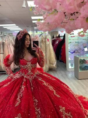 Gorgeous red dress now in store come in multiple colors @Aryanna we are located in 8829 e WT Harris Blvd Charlotte Nc or call us 704-568-8472 #quinceañera #princess #xvdress #novedadesyadria#quinceañera2025 #fypシ #charlotte #modafashion #rosita #rojo#xv #vestido #vestidos #vestidosde15 #foryoupage 