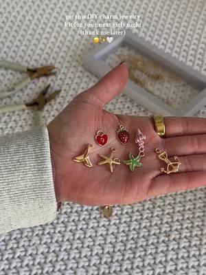 such a cute activity & love that they are personalized to each person 🤍✨ #charmjewelry #charmnecklace #charmbracelets #charmbracelet #diycharms #diycharmnecklace #diyactivities #DIY #girlsnight #girliethings #goldjewelry #goldjewelryaesthetic #ttslevelup #giftguide #ttsdelightnow #newyearnewaura #fashionlookbook #tiktokshopjumpstartsale #tiktokshoploveatfirstfind 