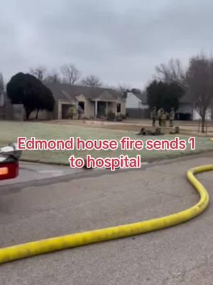 A person is in the hospital on Saturday after being pulled from a burning home in Edmond overnight. Authorities said it happened near South Coltrane Road and Waterloo Wood Road around 1 a.m. The person's condition is not known. Here’s a look at the scene Saturday morning as authorities investigate. #news #oklahoma #edmond #fire #house #winterweather 