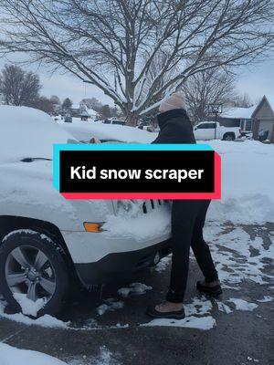 Couldn't find the snow scraper, so this will do.  #snow #kid #dadtok #kidsnow #snowscraper #snowstorm #shovel #fyp #funny 