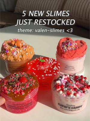 5 new VALEN-SLIMES JUST RESTOCKED! 🩷❤️💕💖💞💘 Which is your favorite? I love these slimes hehe #slime #slimeshop #SmallBusiness 