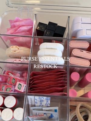 purse station restock 🎀👛💄🩷 #restock #asmr #asmrsounds #restockasmr #aesthetic #satisfyingvideo #pinkaesthetic #purse #restocked #organized #organizedhome 