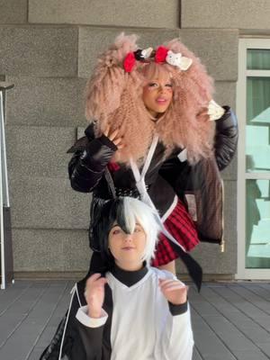 WE R SO BACK  (monokuma: @perry <3 ) #junkoenoshima #danganronpa #danganronpacosplay #junkoenoshimacosplay #monokuma #monokumacosplay