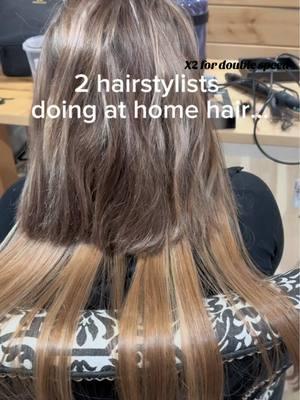 2 hairstylists doing at home hair #fyp #foryou #foryoupage #hairstylisteducationforum #hairextensions #diyhair #homehair #hairextensiontutorial #california #behindthechair #hairtok #hairtoks 