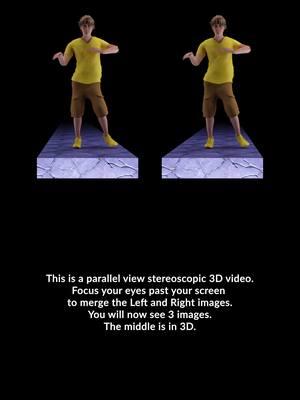 Let’s Rumba! This is a parallel view stereoscopic 3D video. Focus your eyes past your screen to merge the Left and Right images. You will now see 3 images. The middle is in 3D. #3Danimation #stereoscopicvideo #MagicEye #3Dvideo