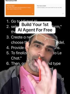 How to build your first AI agent for FREE in 60seconds.  1. Go to Mistral AI  2. select "Build on the platform," then sign in. 3. Create a new agent and choose the Pixtral Large model. 4. Provide detailed instructions.  5. To finalize, click "Deploy to Le Chat." 6. Then, go to Le Chat and type “@” to view your created agents.  7. Select the one you just created and enter your prompt. #ai #aitools #aiagents 