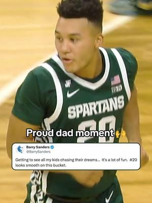 Barry Sanders loves to see it 🤩 #MichiganState #basketball #collegebasketball #BarrySanders #NickSanders #BigTen 