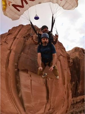 Father daughter BASE jumping!  #tandembasemoab #basejump #skydive #fatherdaughter #dad #daughter #family #graduation #college #freshman #cooldad #smile #moab #utah #feelgood 