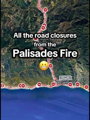 Prayers 🙏 for those in this area. Maybe this will help someone #googlemaps #googleearth #california #cali #palisades #wildfires #palisadesfire #roadclosure #travel #lafire 